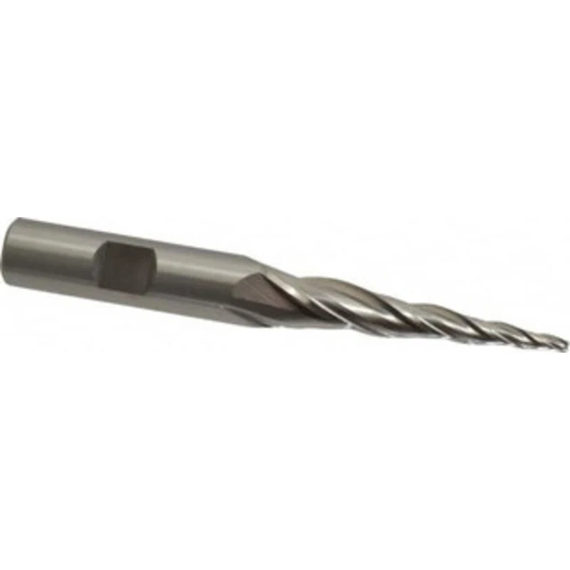 OSG 5 per Side 3/32 Small End Diam 2 LOC 3-Flute Cobalt Tapered Square End Mill Uncoated, 1/2 Shank Diam, 4 OAL, 25 H...
